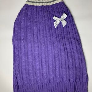 Purple cable knit dog sweater large